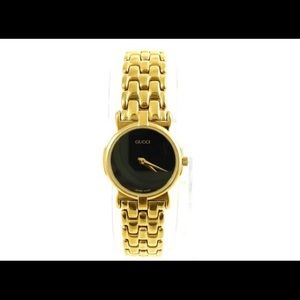 Gucci Gold Vintage 3400l Plated Black Face Watch